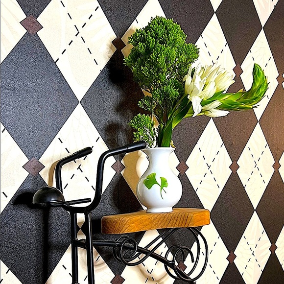 Vintage Black Metal Penny-Farthing Bicycle Decor with Wood Platform - Rustic - Picture 9 of 10